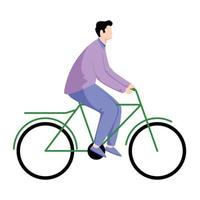 sin rostro hombre montando un bicicleta en blanco antecedentes. vector