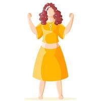 Cartoon Modern Young Girl Showing Her Strong Arms in Standing Pose. vector