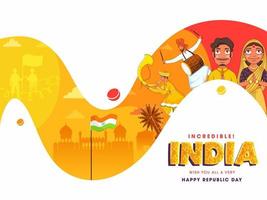 Showing Incredible Cultural Diversity And Heritage Of India For Happy Republic Day Celebration. vector