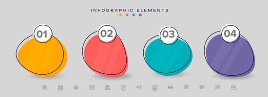 negocio infografía elementos diseño con vistoso cuatro opciones vector