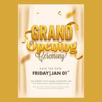 Grand Opening Ceremony Flyer Or Template Design With Event Details For Advertising. vector