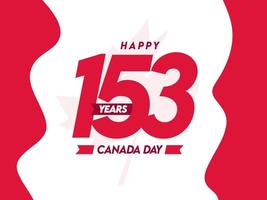 153 año contento Canadá día texto en nacional bandera color antecedentes. vector