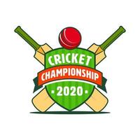 Cricket Championship 2020 Shield Badge or Label with Close View on White Background. vector