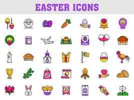 Set of Colorful Easter Icon on White Background. vector