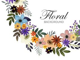 White Background Decorated with Colorful Floral Design. vector