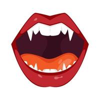 Open Monster Mouth on White Background. vector