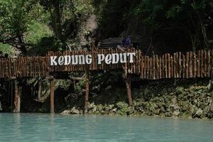 Kedung Pedut nature tourism, natural and fresh swimming pool tourism, with beautiful blue water photo