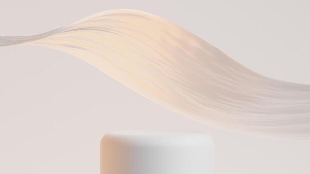 3d Rendered Elegant Podium with Swirly Fabric in Background Suitable For Product Presentation or Display photo