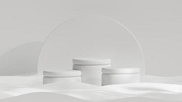 3d Rendered Minimalist Circular Podium with Fluffy Sand Texture for Product Display or Product Presentation photo