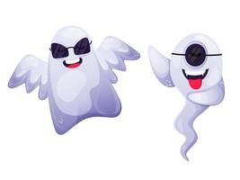 dibujos animados gracioso fantasmas en blanco antecedentes. vector