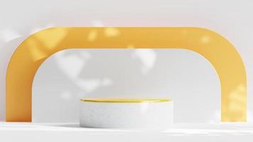 3D Rendered Circular Podium in Gold and White Concrete Suitable for Product Display or Product Presentation photo