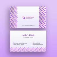 Editable Business Card Design In Front And Back View. vector