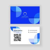 Front and back view of business company card design in blue and white color. vector