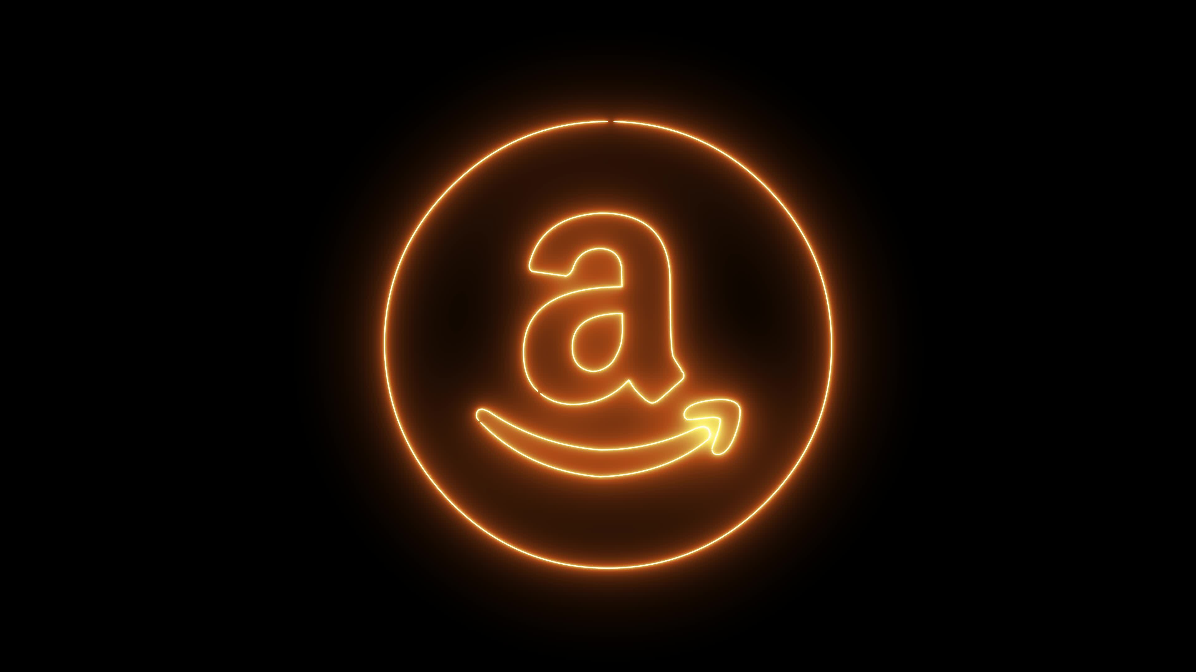 Amazon Neon Animated Icon. Glowing Neon Line Social Media 4K Motion