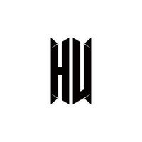 hu logo monograma con proteger forma diseños modelo vector