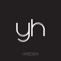 YH Initial Letter Split Lowercase Logo Modern Monogram Template Isolated on Black White vector