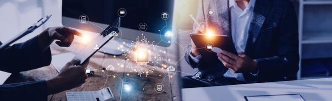 Digital transformation change management, internet of things. new technology bigdata and business process strategy, customer service management, cloud computing, smart industry. Ai technology. photo