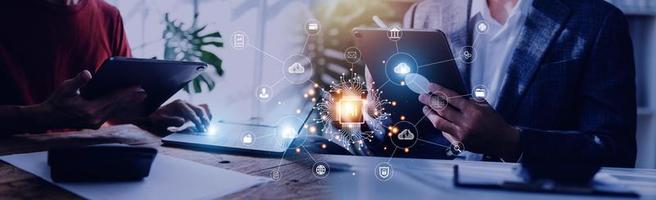 Digital transformation change management, internet of things. new technology bigdata and business process strategy, customer service management, cloud computing, smart industry. Ai technology. photo