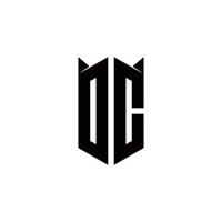 DC Logo monogram with shield shape designs template vector