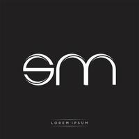 SM Initial Letter Split Lowercase Logo Modern Monogram Template Isolated on Black White vector