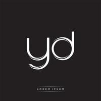 YD Initial Letter Split Lowercase Logo Modern Monogram Template Isolated on Black White vector