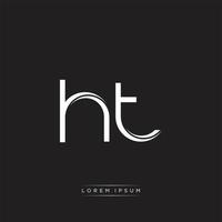 HT Initial Letter Split Lowercase Logo Modern Monogram Template Isolated on Black White vector