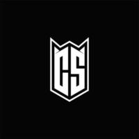 CS Logo monogram with shield shape designs template vector