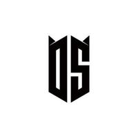 DS Logo monogram with shield shape designs template vector
