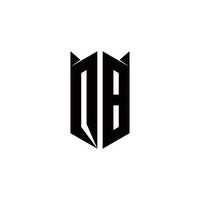 QB Logo monogram with shield shape designs template vector