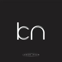 KN Initial Letter Split Lowercase Logo Modern Monogram Template Isolated on Black White vector