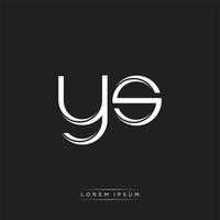 YS Initial Letter Split Lowercase Logo Modern Monogram Template Isolated on Black White vector