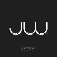 JW Initial Letter Split Lowercase Logo Modern Monogram Template Isolated on Black White vector