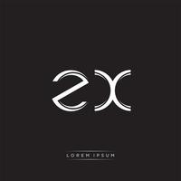 ZX Initial Letter Split Lowercase Logo Modern Monogram Template Isolated on Black White vector