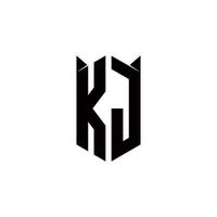 KJ Logo monogram with shield shape designs template vector