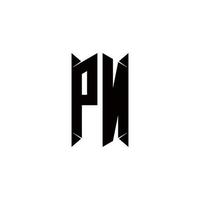 PN Logo monogram with shield shape designs template vector