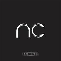 NC Initial Letter Split Lowercase Logo Modern Monogram Template Isolated on Black White vector