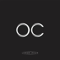 OC Initial Letter Split Lowercase Logo Modern Monogram Template Isolated on Black White vector