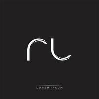 RL Initial Letter Split Lowercase Logo Modern Monogram Template Isolated on Black White vector