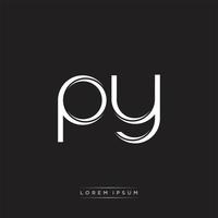 PY Initial Letter Split Lowercase Logo Modern Monogram Template Isolated on Black White vector