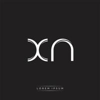 XN Initial Letter Split Lowercase Logo Modern Monogram Template Isolated on Black White vector
