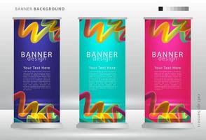 Stand Banner for Outdoor Advertising ,empty roll-up poster, mockup template on gray background