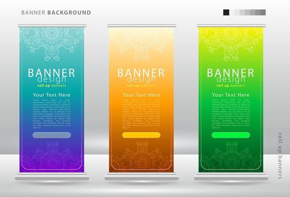 Business Roll Up Set. Standee Design. Banner Template, Abstract Floral Background vector, flyer, presentation, leaflet, exhibition display
