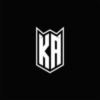 KA Logo monogram with shield shape designs template vector