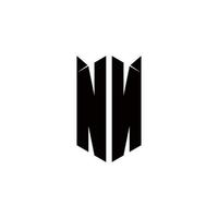 NN Logo monogram with shield shape designs template vector