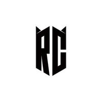 RC Logo monogram with shield shape designs template vector