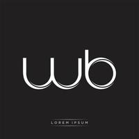 WB Initial Letter Split Lowercase Logo Modern Monogram Template Isolated on Black White vector