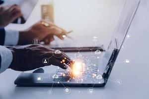 Digital transformation technology strategy, IoT, internet of things. transformation of ideas and the adoption of technology in business in the digital age, enhancing global business capabilities. Ai photo