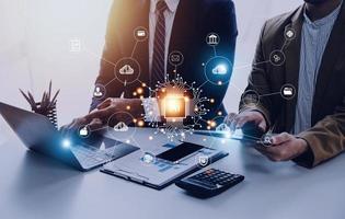 Digital transformation technology strategy, IoT, internet of things. transformation of ideas and the adoption of technology in business in the digital age, enhancing global business capabilities. Ai photo