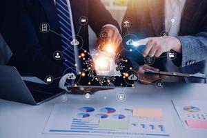 Digital transformation technology strategy, IoT, internet of things. transformation of ideas and the adoption of technology in business in the digital age, enhancing global business capabilities. Ai photo