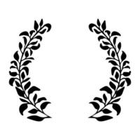 Elegant oval floral frame, border silhouette in hand drawn doodle style isolated on white background. Wreath decoration, delicate clip art. Vector illustration